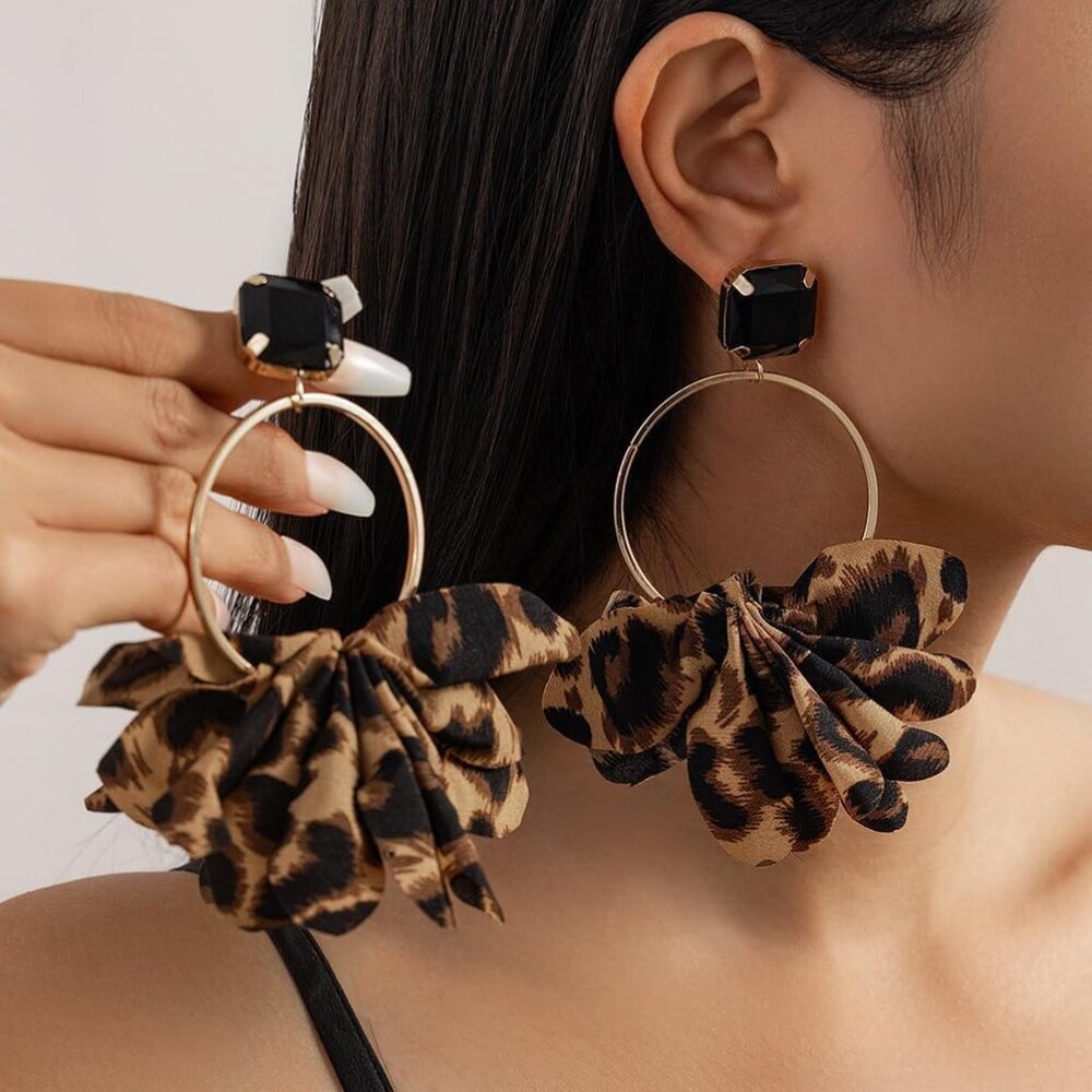 Chunky Leopard Dangle Drop Earrings For Women Sta… - image 4